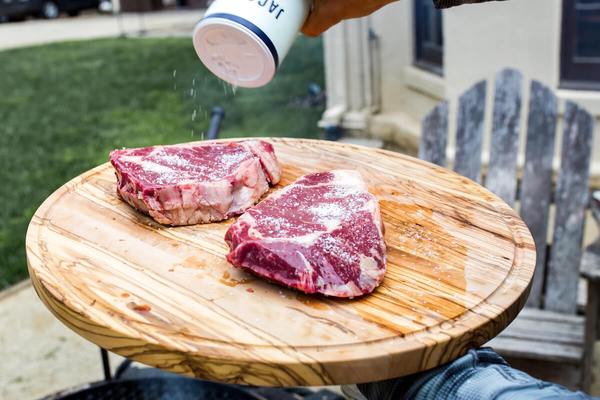 Salted raw Belcampo perfect steak